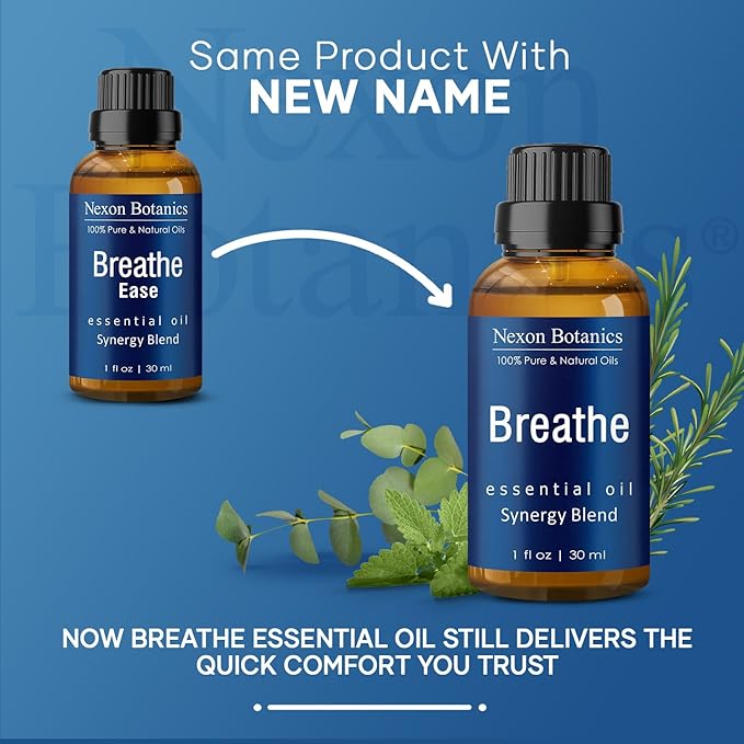 Breathe Essential Oil Blend 30 ml - Breath Sinus Relief with Menthol Oils - for Humidifiers, Diffusers, and Aromatherapy - Nexon Botanics (Pack of 2) NexonBotanics