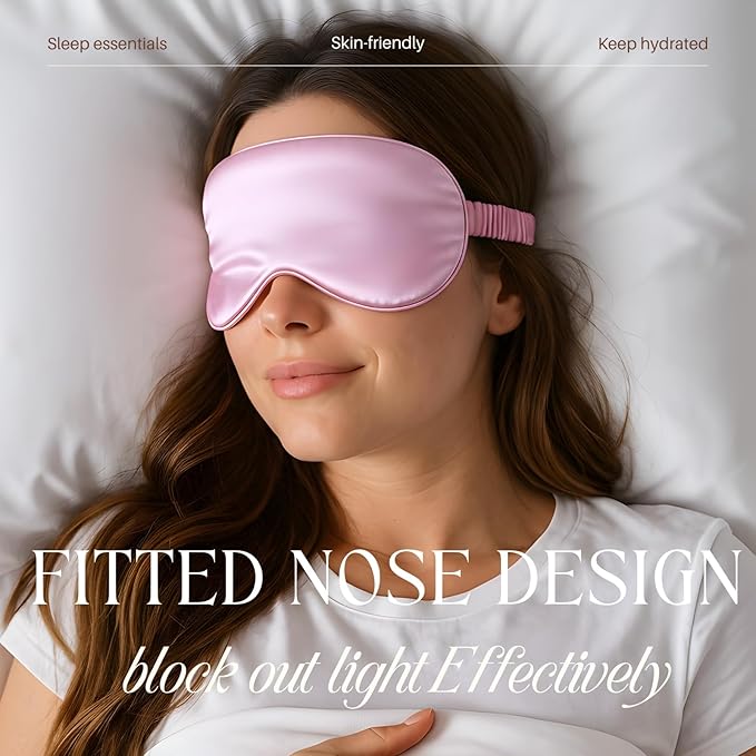 Silk Satin Sleeping Eye Mask, Light Purple Sleep Eye Mask Night Blindfold for Women and Men, Soft Breathable Blackout Eyeshade Eye Cover for Travel, Wedding Bridesmaid Gift - Bloomnest