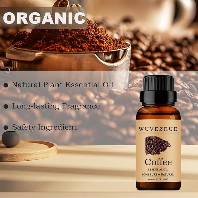 Coffee Essential Oils 10ML, 100% Pure and Natural Essential Oil for Aromatherapy Diffuser - 0.33 Fl Oz/Coffee WUVEZRUB