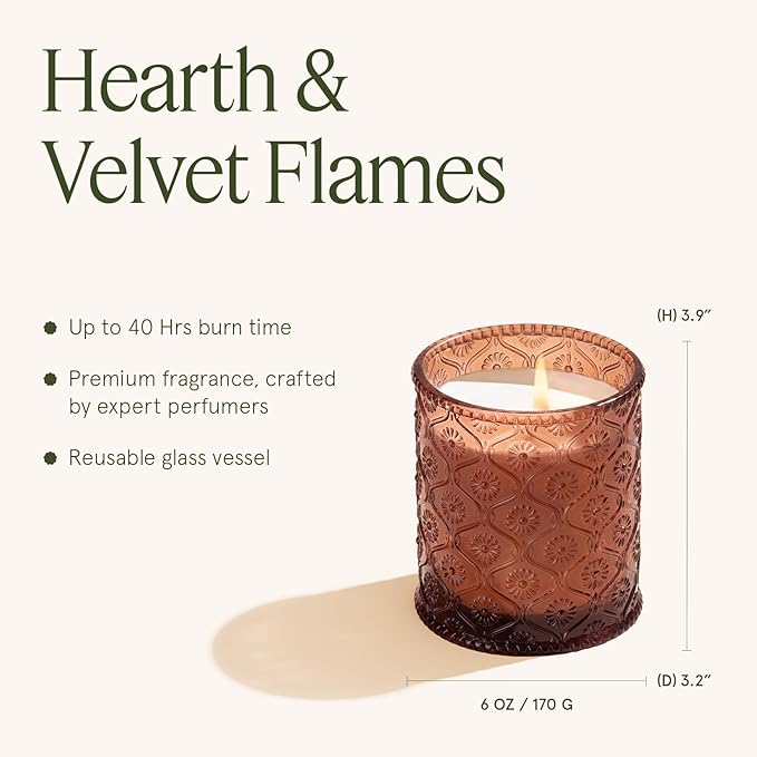 LA JOLIE MUSE Hearth & Velvet Flames Candle - Saffron, Clove, Vanilla | 6 oz Natural Soy Wax | 40 Hours Clean Burn | Elegant Home Décor | Gift-Ready for Hosts & Gatherings - Bloomnest