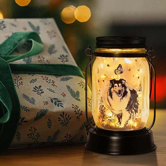 Sheltie Gifts for Women/Men Sheltie Solar Lanterns Dog Mom Birthday Dog Lovers Lantern Pet Loss Pet Memorial Lights Solar Garden Decoration for Yard, Patio,Backyard,Porch Torches - Bloomnest