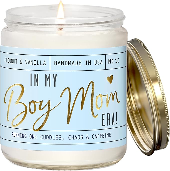 Boy Mom Gifts for Mothers Day - 'in My Boy Mom Era' Soy Candle, w/Vanilla, Coconut & Citrus I 50Hr Burn, Made in USA - Bloomnest