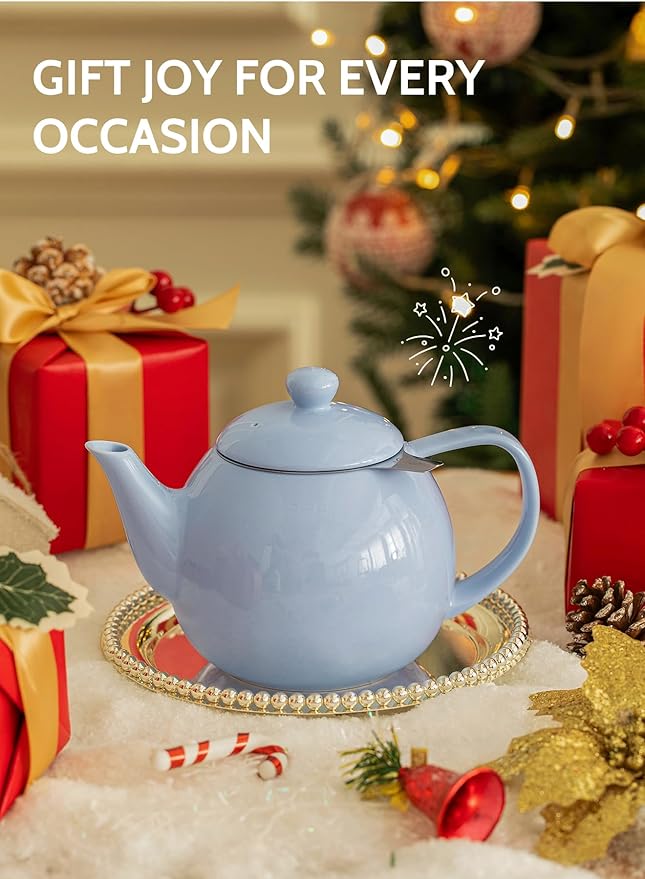 Sweese Teapot, Porcelain Tea Pot with Stainless Steel Infuser, Blooming & Loose Leaf Teapot - 27ounce, Lilac - Bloomnest