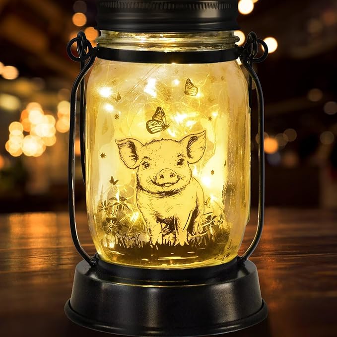 Pig Gifts for Women/Men/Kids Pig Lovers Animal Solar Lantern, Piglet Animal Christmas Gifts, Solar Garden Decoration, Night Light Room Decor Farm Piglet Present Yard, Patio,Backyard,Porch, Torches - Bloomnest