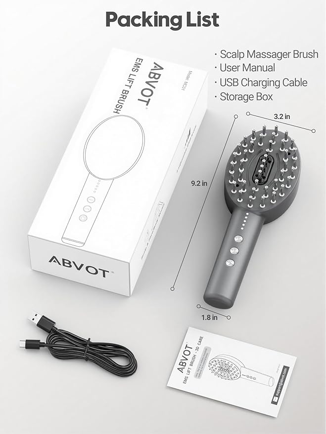 3-in-1 Electric Scalp Massager Brush, Vibrating Scalp Massager Comb with Hair Oil Applicator for Scalp/Face/Body Relaxation, Portable Massager Tool for Home & Travel, Gift for Men & Women(Grey) ABVOT