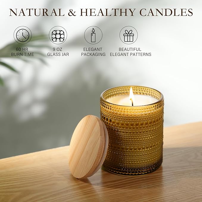 Apple & Cinnamon Scented Candle, Large Jar Aromatherapy Candle Over 60 Hours of Burn Time, Candles for Home Scented Fall Decor Home Fragrance Perfect for Gifting - Bloomnest