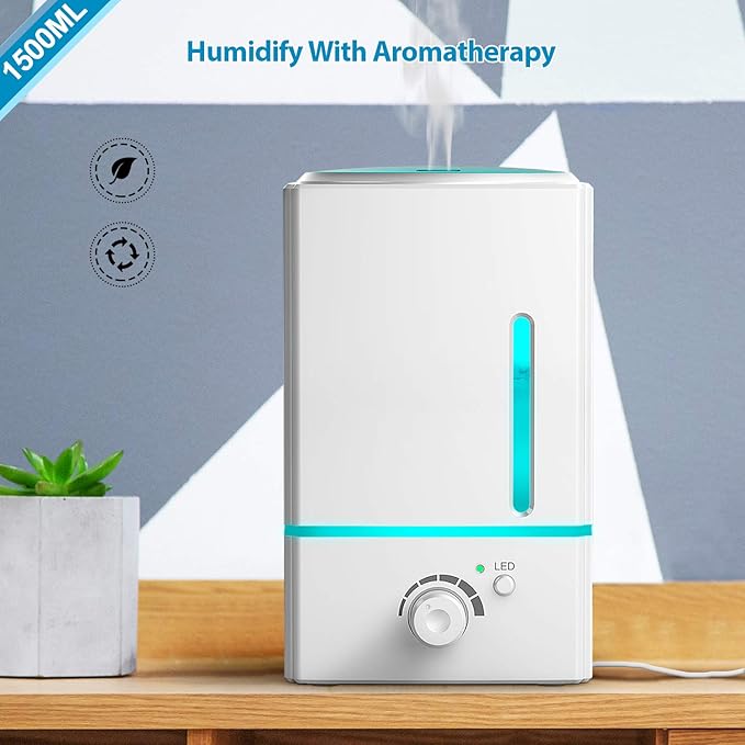 Exqline 1500ml Large Aroma Essential Oil Diffuser - Aromatherapy Humidifier for Large Room (White) - Bloomnest