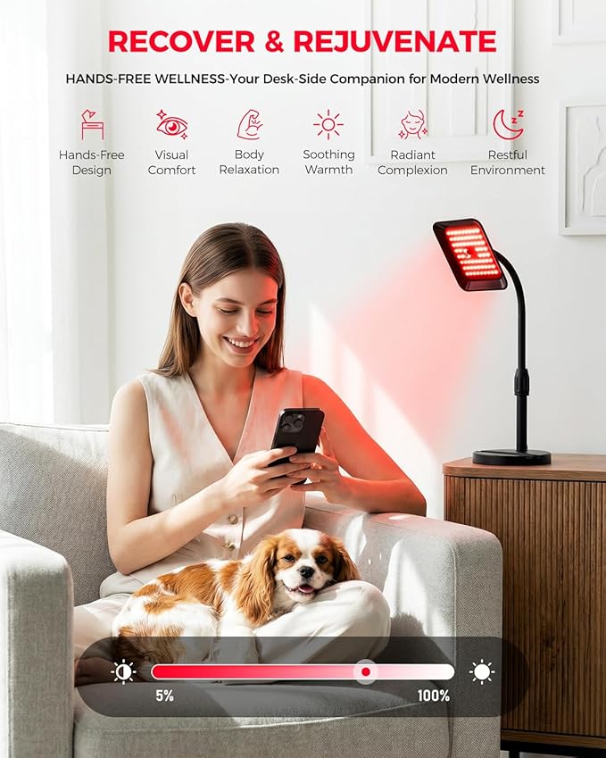SJZX Red Light Therapy for Face Body, 360° Adjustable Infrared Light Therapy Lamp with 660nm 730nm 850nm LED Red Lights Panel Device, Home use with Goggles & Phone Stand, Ideal Gift for Women Mom Wife sjzxuv
