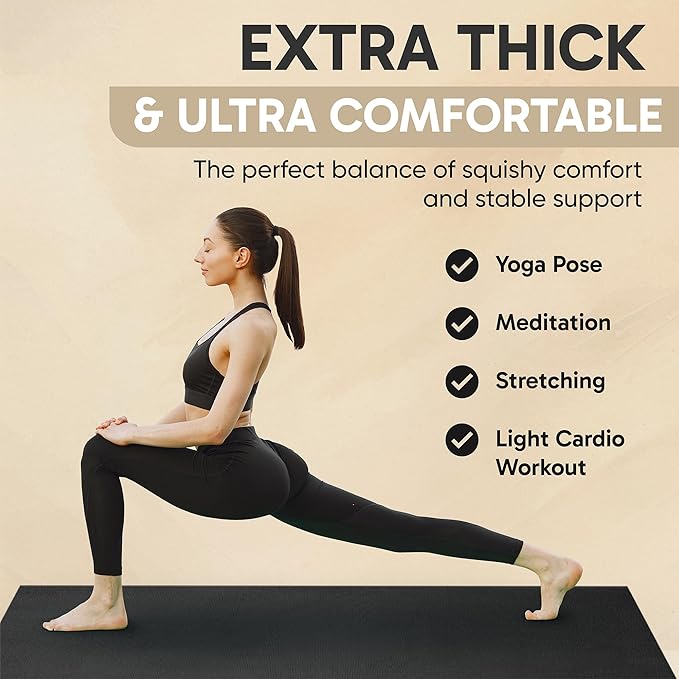 Gorilla Mats Premium Large Yoga Mat – 6' x 4' x 8mm Extra Thick & Ultra Comfortable, Non-Slip Barefoot Exercise Mat – Works Great on Any Floor for Stretching, Cardio or Home Workouts - Bloomnest