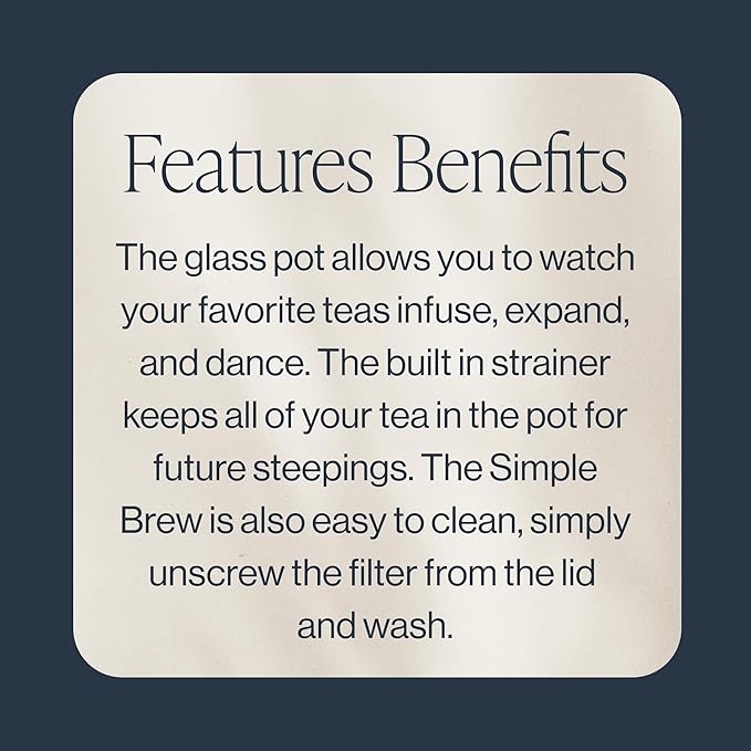 Rishi Tea Simple Brew Teapot - For 12oz Loose Tea Preparation, Built-in Strainer, Everyday Teaware, Easy to Clean, Borosilicate Glass, Enjoy Hot or Iced Tea - 400ml - Bloomnest