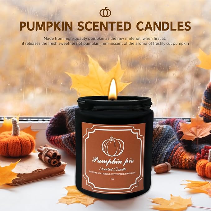 Panoata Pumpkin Pie Candle – 7oz Soy Wax Scented Candle with Cozy Fall Spice Aroma, Hand-Poured Jar Candle for Autumn Ambience & Seasonal Home Decor - Bloomnest