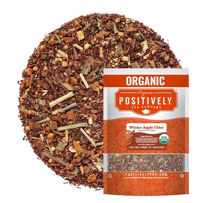 Organic Positively Tea Company, Winter Apple Cider Rooibos Tea, Loose Leaf, 4 Ounce - Bloomnest
