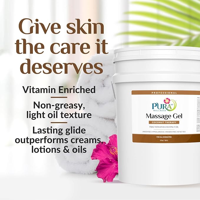 Coconut Therapy 5 Gallon Massage Gel, Deep Tissue Infused Formula for Physical Recovery, Wellness Emollient for Bodywork, Unscented Glide for Softness, Skin Hydrating, Moisturizing - Bloomnest