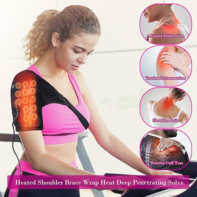 Shoulder Heating Pads Wrap,3 Heat Settings Relieve Muscle Pain,Rotator Cuff,Reduce Shoulder Pain - Bloomnest
