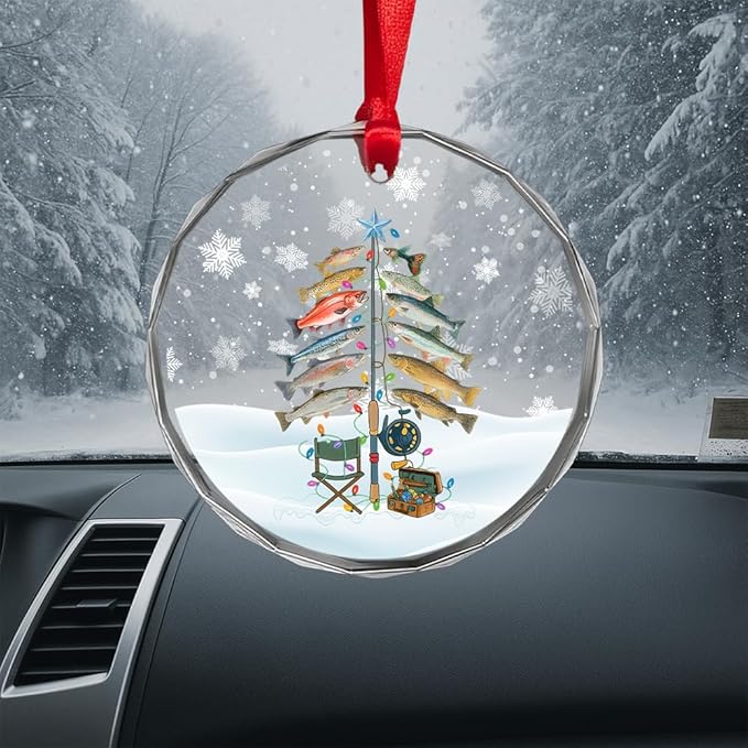 Fishing Glass Ornament – Handcrafted Hanging Decoration, Elegant Keepsake with Unique Fishing Design, for Home, Holiday Tree, or Special Occasion - Bloomnest