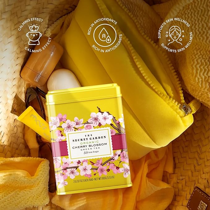 Life Plus Style Gourmet The Secret Garden Organic Cherry Blossom Green Tea 50 Tea Bags Sakura Sugar Free Rich in Antioxidants Supports Heart Health Boosts Immunity Promotes Healthy Skin and Hair - Bloomnest