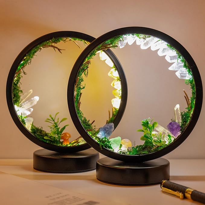 Runyangshi Forest Style Natural Citrine Night Light Healing Crystal USB Port 3 Colours Dimming Mode Lamp Suitable Night Lamp for Bedroom Home Decor Gift - Bloomnest