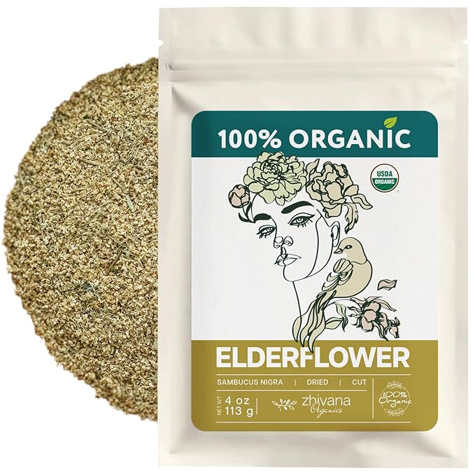 Elderflower Tea Organic (4oz.) - Elder Flowers Dried Herb for Respiratory Health - Loose Leaf Medicinal Tea - Bloomnest