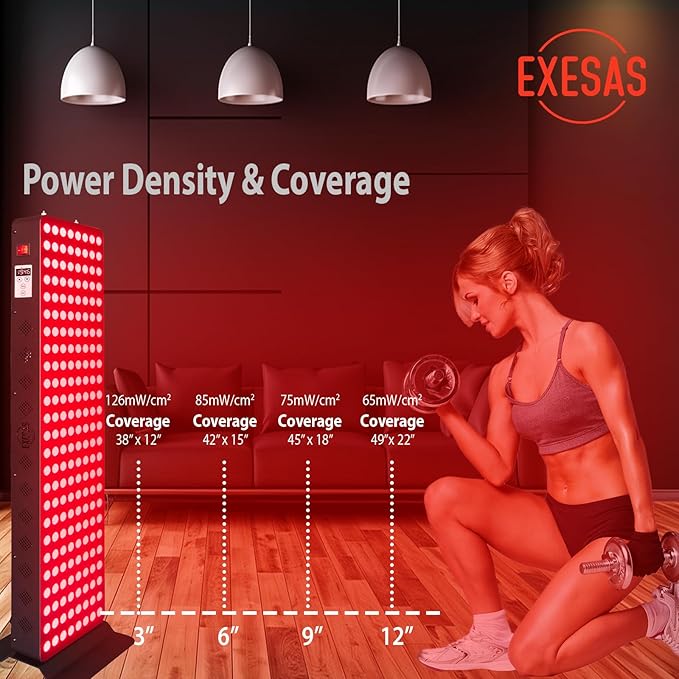 Red Light Therapy Device for Full Body, 630nm, 660nm, 810nm & 850nm, Near Infrared Dual-Chip Clinical Grade LED Panel for Smooth Skin, Weight & Pain Management and Overall Wellness (1000-Watt 200-LED) EXESAS