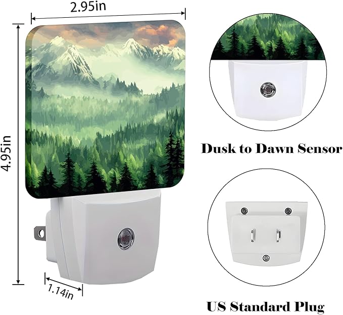 Mountain Forest Landscape Painting Night Light,Plug Into Wall Decor for Stairway,Hallway,Kitchen,Dusk to Dawn Sensor Nightlights for Boys/Girls/Women/Men Room Gifts - Bloomnest