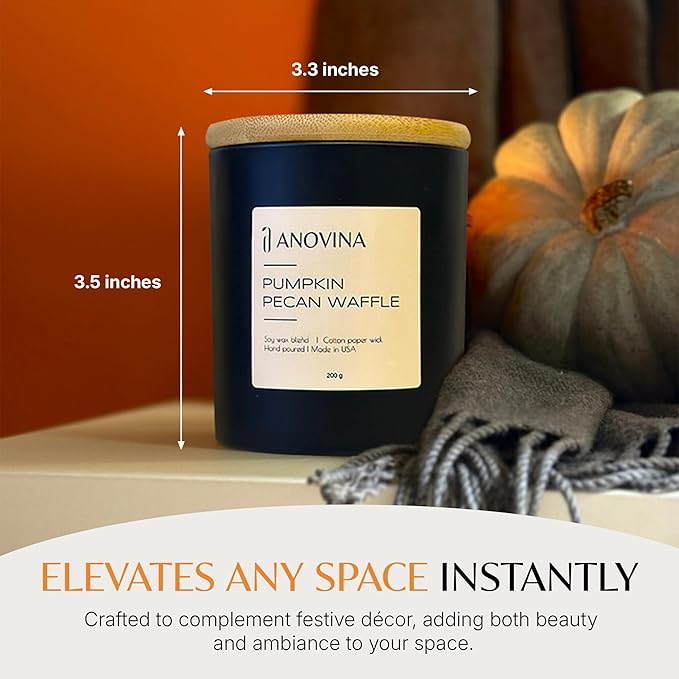 Anovina Pumpkin Candle – Fall Scented Candle with Premium Soy Wax Blend – Cozy Autumn & Holiday Gift Candle for Women and Men - Bloomnest
