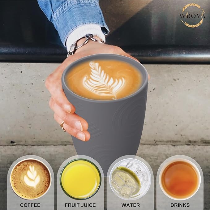 Wheat Straw Cups 8 PCS Good Alternative to Plastic Reusable Cups 12 oz Unbreakable Drinking Cup Reusable Dishwasher Safe Water Plastic Glasses with 4 Colors - Bloomnest