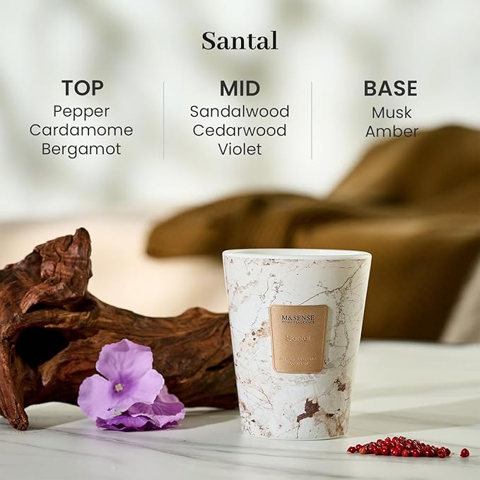 M&SENSE Santal Scented Candles for Home, Lead-Free Wick Highly Scented Jar Candles, 14.1 Oz 80 Hours Lasting Burning Candles Gifts for Women, Relaxing Aromatherapy Candle for Stress Relief - Bloomnest