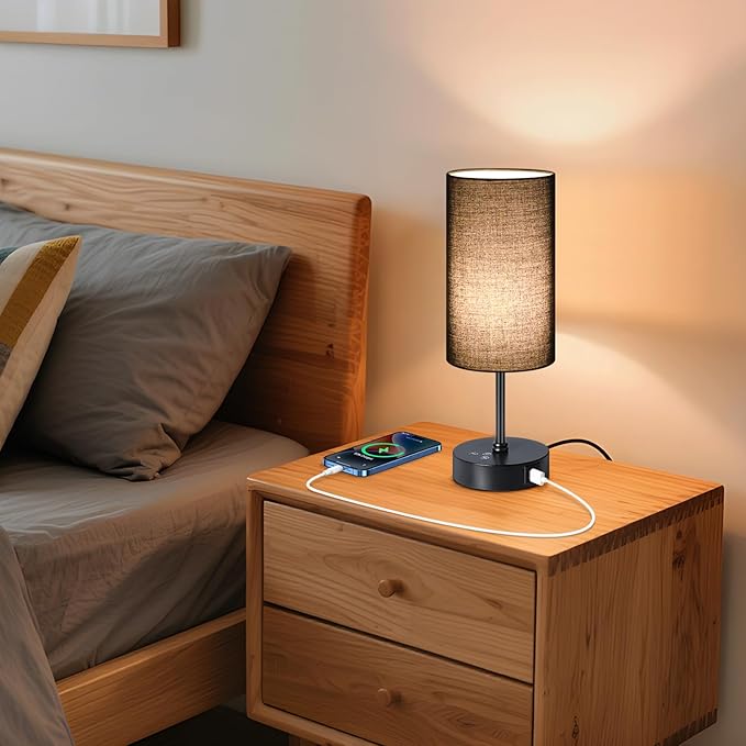Unicozin Small Table Lamp,3 CCT 3000K/4500K/6500K & RGB Color Changing,Stepless Dimmable Touch Control Bedside Lamp for Reading,Ambience Nightstand Light for Home Decor Party,Black Shade - Bloomnest