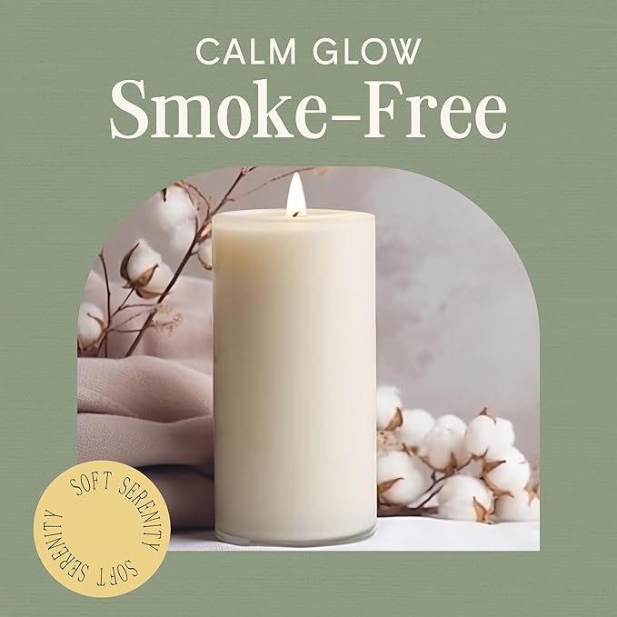 Mister Candle Dripless Vanilla Scented Ivory Pillar Candles Set of 3, Hand Made Vanilla Pillar Candles with Essential Oils for Home Decor, Premium Wax, 80 Hr Burn Time (3x6 inch) - Bloomnest