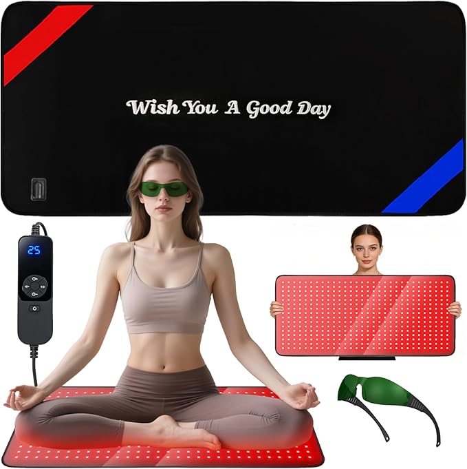 33"x17" Red Light Therapy Mat for Body – 480 LEDs Infrared Light Pad (660nm & 850nm Dual Wavelengths) for Pain Relief on Back, Waist, Knees & Joints –Red Light Therapy Panel, Ideal Gift for Women& Men LIGHTIUM