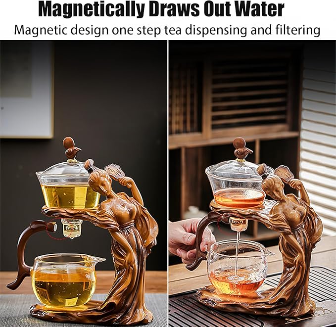 Semi Automatic Tea Set, Lazy Kungfu Tea Set, Lazy Kung Fu Drip Teapot, Magnetic Tea Pot With Magnetic Ball, Heat Resistant Gongfu Glass Teapot Set, Gift For Fathers Day, Thanksgiving Birthdays