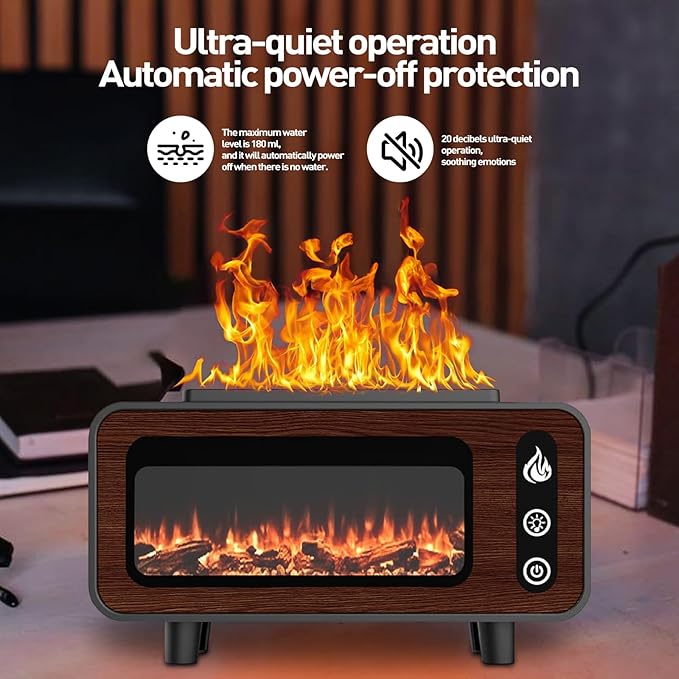 APSARAS USA Aroma Diffuser, Essential Oil Diffuser, Fireplace Flame Air Humidifier Diffuser, 7 Colors Aromatherapy Diffuser with Timer, Humidifiers for Bedroom,Yoga,Gym,200ml(Black) - Bloomnest