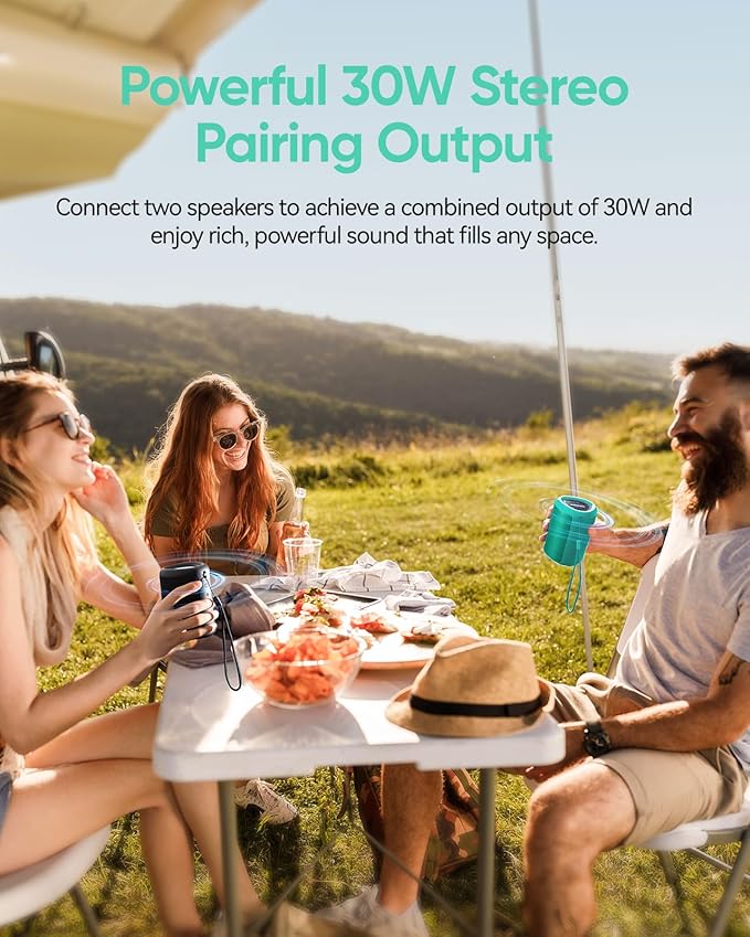 Portable Bluetooth Speaker with Lights, Stocking Stuffers, Powerful Crystal Clear Sound, IPX5 Waterproof, All Day Playtime, BT 5.3, TWS Paring, Small Wireless Speaker for Outdoor, White Elephant Gifts - Bloomnest