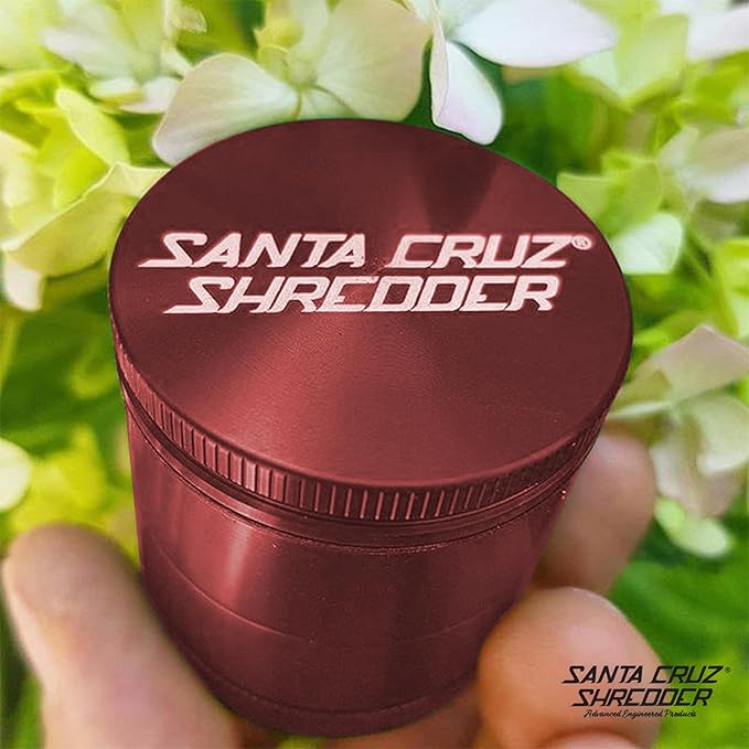 Santa Cruz Shredder Metal Spice Grinder Knurled Top for Stronger Grip 3-Piece Medium 2.2" (Red) - Bloomnest