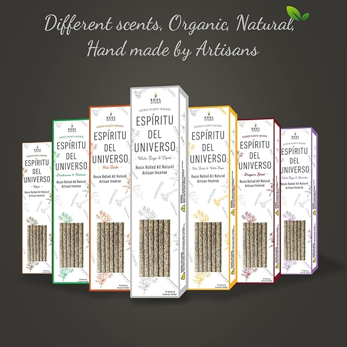 SOUL STICKS Handcrafted 10pcs Resin Artisan Incense Sticks Non-Toxic & Long Lasting Aromatic Sticks for Yoga Meditation Relaxation Aromatherapy Cleansing & Purification (White Sage) SoulSticks