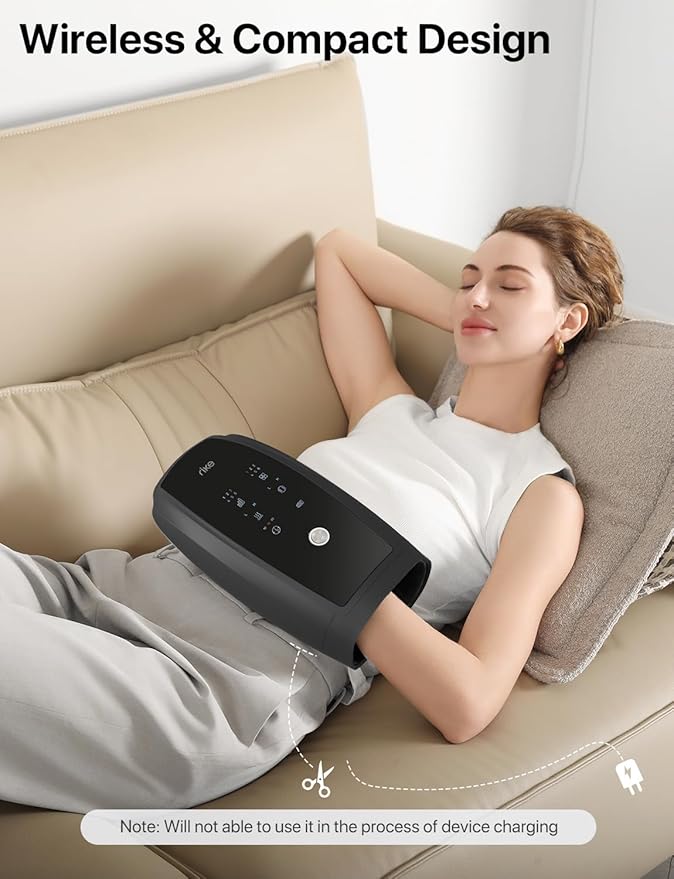 RIKE Hand Massager, 6 Modes 6 Intensities Hand Massager with Heat and Compression Arthritis and Carpal Tunnel, Birthday Gifts for Women Men (Black) - Bloomnest