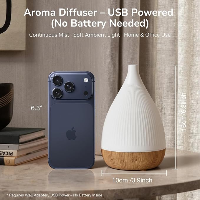 Ultrasonic Essential Oil Diffuser, Home Fragrance Aroma Diffuser with Auto Shut-Off, 8-Color Night Light & Ultra-Quiet Operation, BPA-Free Portable Aromatherapy Humidifier for Home (Light) - Bloomnest