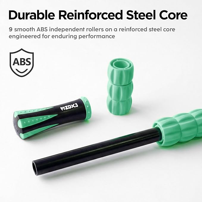 Muscle Roller & Massage Roller Stick for Athletes - Lymphatic Drainage Support, Relieves Muscle Soreness, Cramping & Tightness - Targets Legs, Arms, Back & Calves （Mint Green - 18inch） - Bloomnest