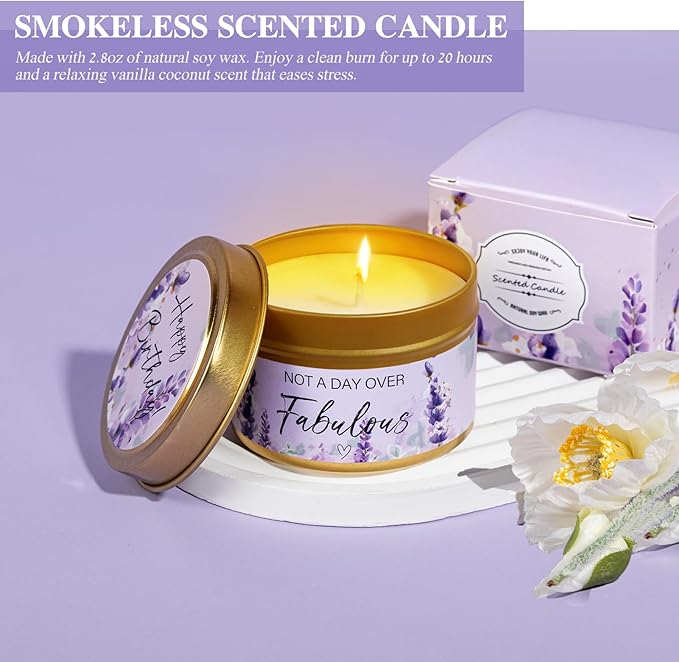 Birthday Gifts for Women - 13PCS Unique Happy Birthday Gifts Basket for Mom Her Best Friend Sister Wife Girlfriend Coworker - Relaxing Spa Self Care Package Get Well Soon Gifts Set (Lavender) - Bloomnest