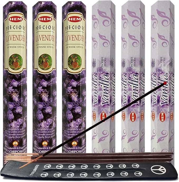 Lavender & Vanilla Incense Sticks & Holder Bundle Variety Pack from Hem Trumiri Insense Insence