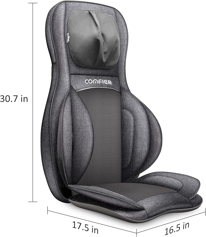 COMFIER Neck Back Massager with Heat, Compression 2D/3D Shiatsu Massager Chair Pad, Multiple Settings Massage Seat for Full Body Office Home Use - Bloomnest
