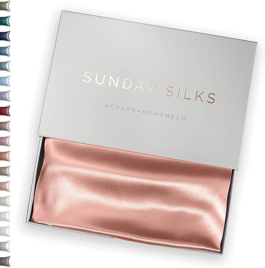 SUNDAYSILKS™ Premium Silk Pillow Cases | 100% Mulberry Silk Pillowcase with Zipper, All Sides Real 22 Momme Grade 6A Silk, Standard Queen, King Size [Rose Gold] - Bloomnest