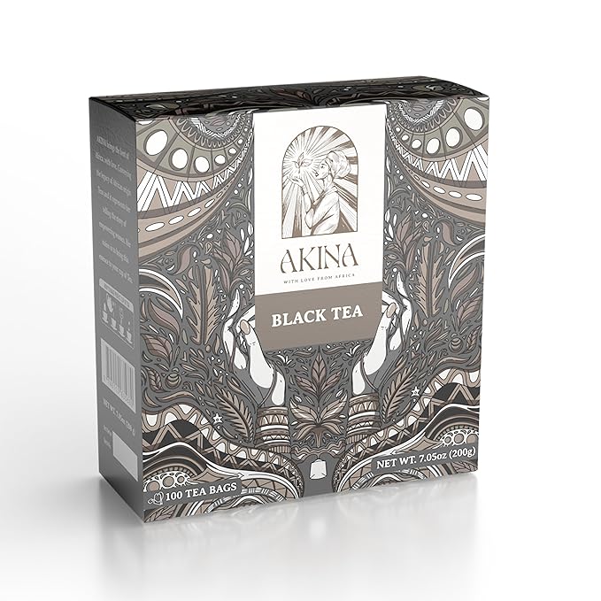 Akina Single-Origin Regular Black Tea Bags | 100% Naturally Flavored, Kenyan Origin, Gourmet Tea, Hot Beverage (100 String & Tag Bags, 200g) - Bloomnest