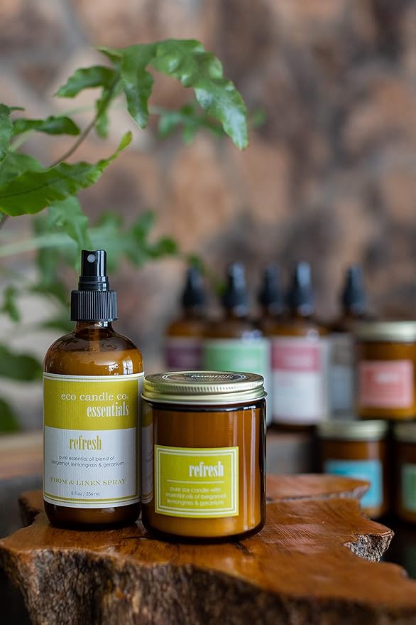 ECO CANDLE CO. Essentials Candle, Refresh, 8 oz. - 100% Soy Wax, No Lead, Hand Poured, Phthalate Free, Made from Midwest Grown Soybeans, All Natural Wicks - Bloomnest
