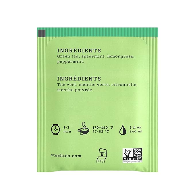 Stash Tea Moroccan Mint Green Tea - Caffeinated, Non-GMO Project Verified Premium Tea with No Artificial Ingredients, 30 Count (Pack of 6) - 180 Bags Total - Bloomnest