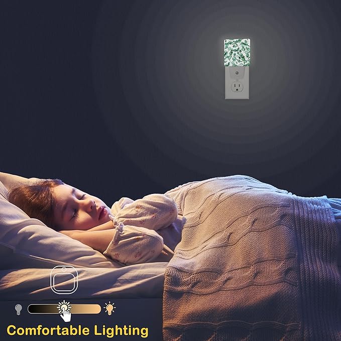 Eucalyptus Leaves Night Light,Plug in Night Light, Dusk to Dawn Sensor Nightlights for Stairway/Hallway/Kitchen/Bedroom/Bathroom 0.5W - Bloomnest