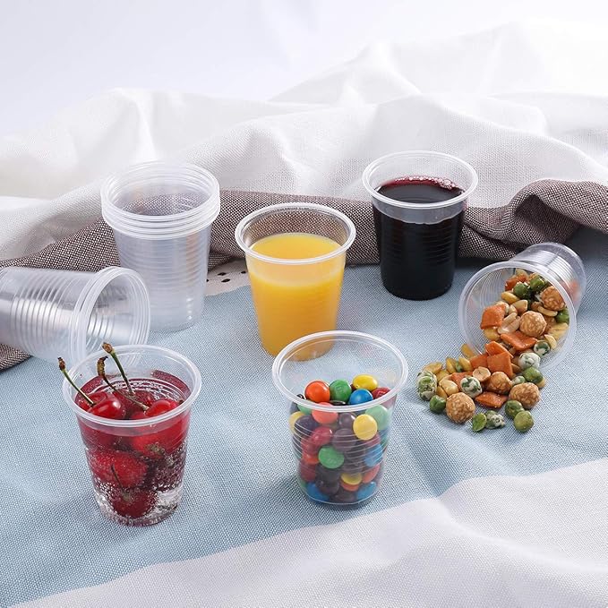 Turbo Bee 5oz Disposable Plastic Cups 500 Pack - Small Drinking & Sample Cups, Bulk Multi-Use Tumblers for Beverages, Mini Desserts, Home, School, Parties, or Commercial Use - Bloomnest