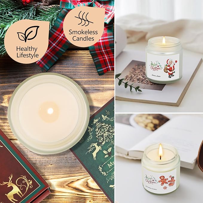 Christmas Scented Candles for Home, 6 Pack Soy Set, 21 oz Jar, Perfect Gifts for Women/Coworker/Girlfriend/Friends - Bloomnest