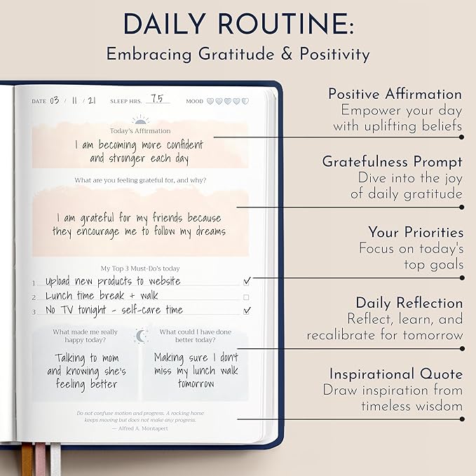 RYVE Daily Journal for Women – 6-Month Guided Gratitude Journal with Prompts, Affirmations, Mindfulness, Self-Reflection & Self-Care - Bloomnest