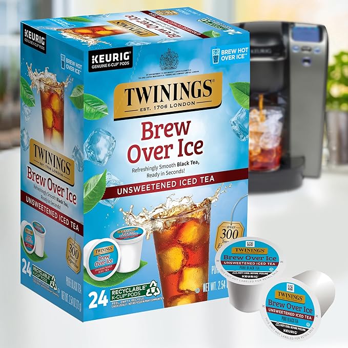 Twinings Brew Over Ice Unsweetened Black Iced Tea K-Cup Pods for Keurig, 24 Count (Pack of 1), Refreshing, Smooth, Caffeinated - Bloomnest